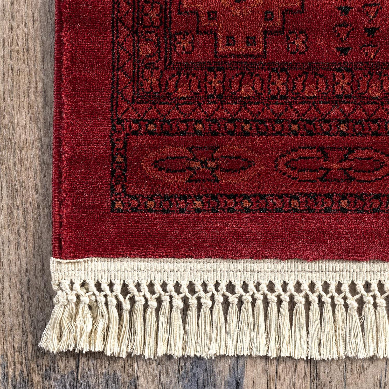 Elegant Red Trellis 4' x 6' Easy-Care Synthetic Area Rug