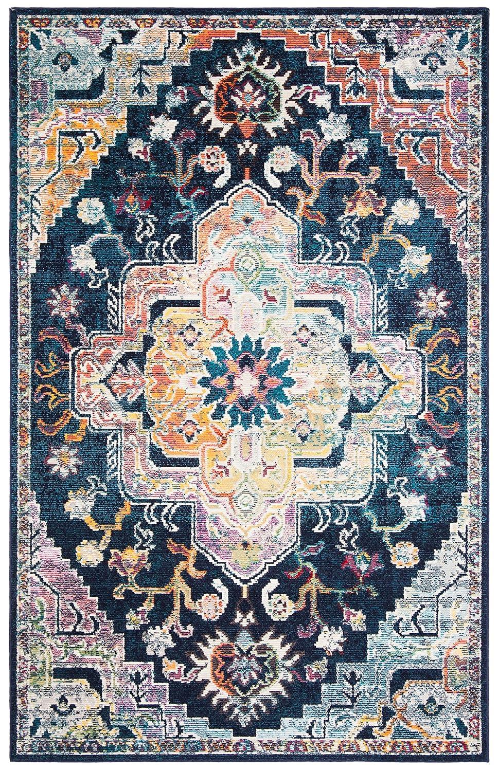 Crystal CRS501 Loomed Indoor Area Rug - Navy/Fuchsia - 5'x8' - Safavieh