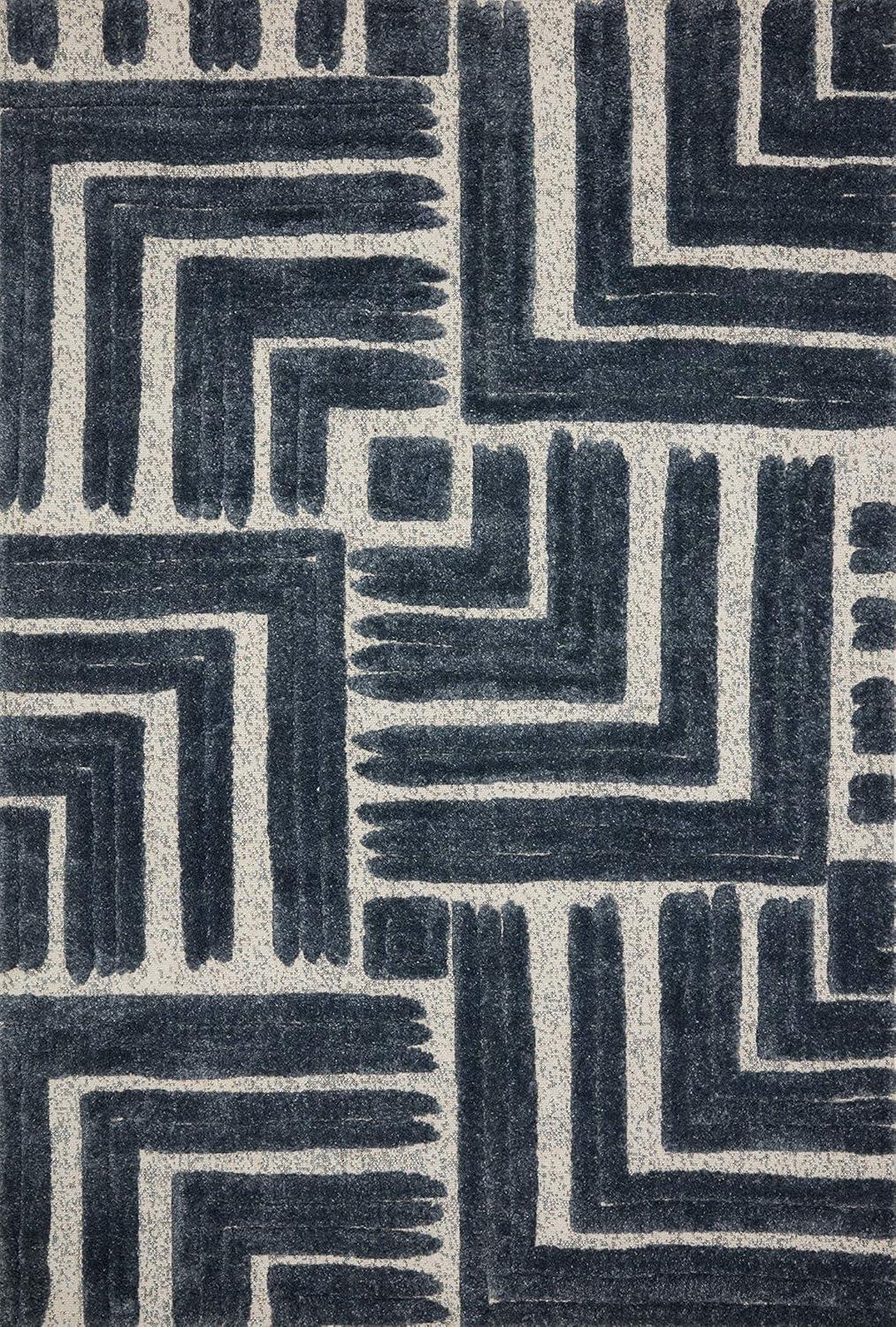 Loloi II Hagen HAG-05 Blue / White Geometric Area Rug 2'-7" x 4'