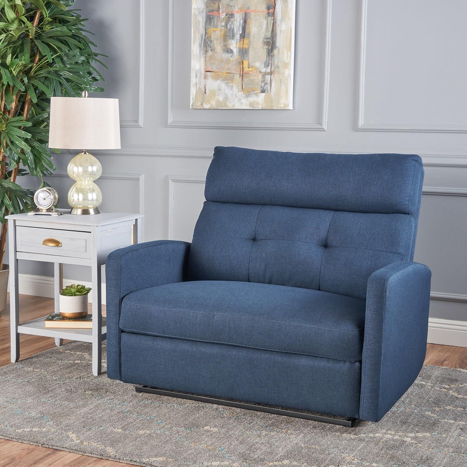 Christopher Knight Home Halima 2-Seater Recliner - Navy : Upholstered Polyester, Hardwood Frame