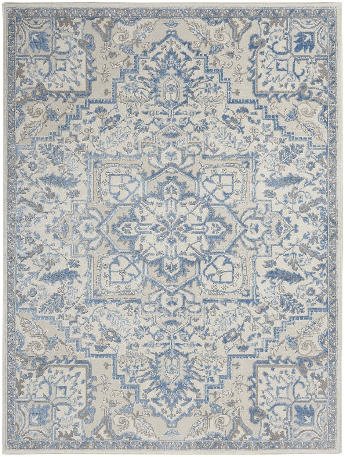 Nourison Elation Bohemian Medallion Indoor Rug Ivory Blue 4' x 6'