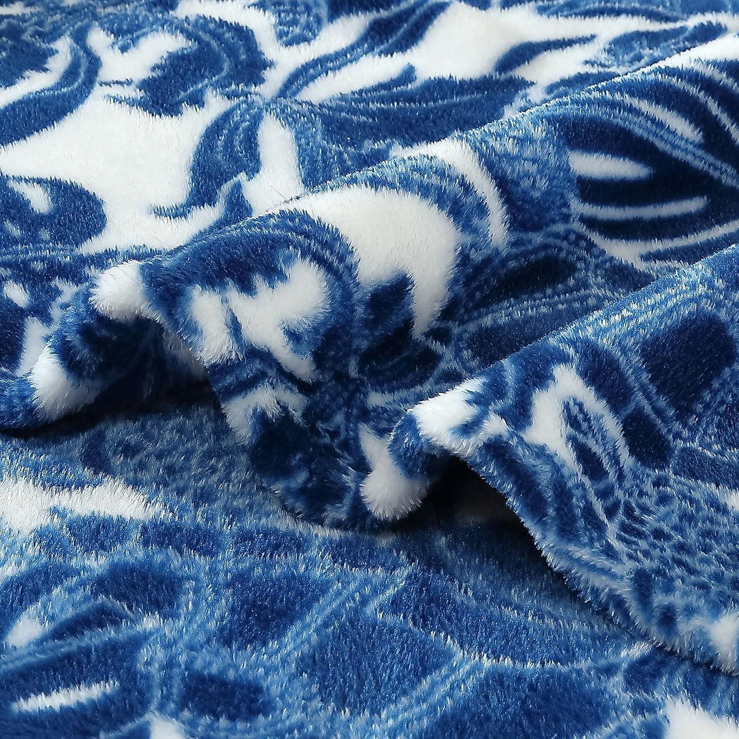 50"x70" Oversized Turtle Bay Throw Blanket Blue - Tommy Bahama: Plush, Reversible, Leaf Pattern,  Kids' & Adults