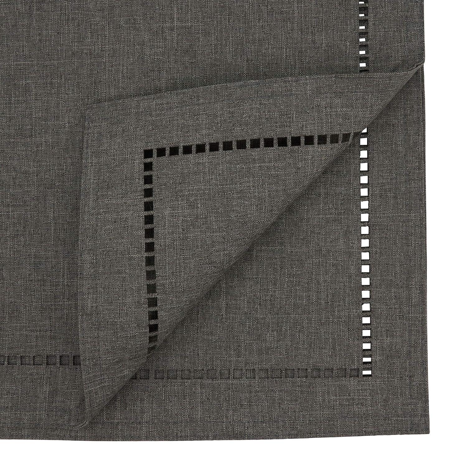 Saro Lifestyle Dining Table Runner With Laser-Cut Hemstitch Design, Charcoal, 14" x 54"