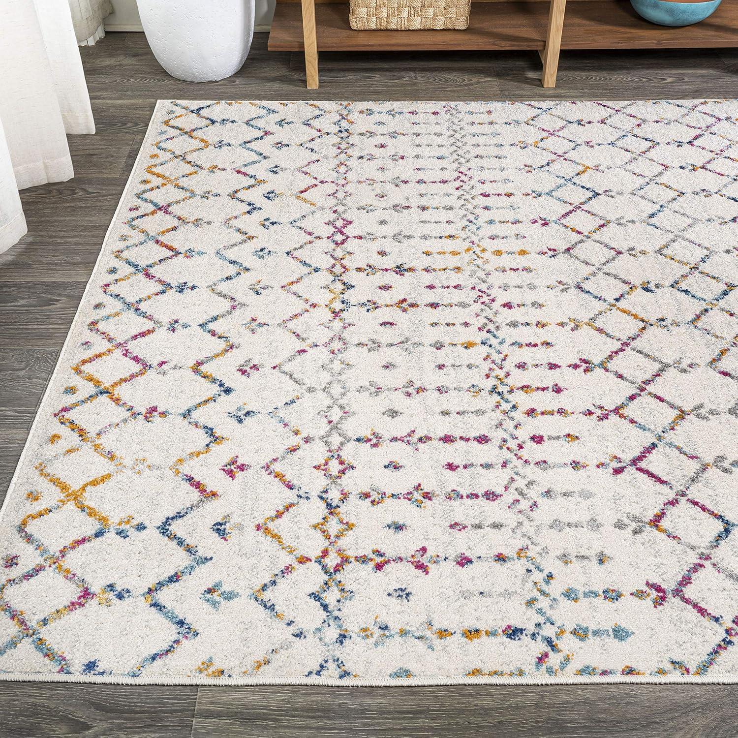 JONATHAN Y Moroccan HYPE Boho Vintage Diamond Ivory/Multi 4 ft. x 6 ft. Area Rug