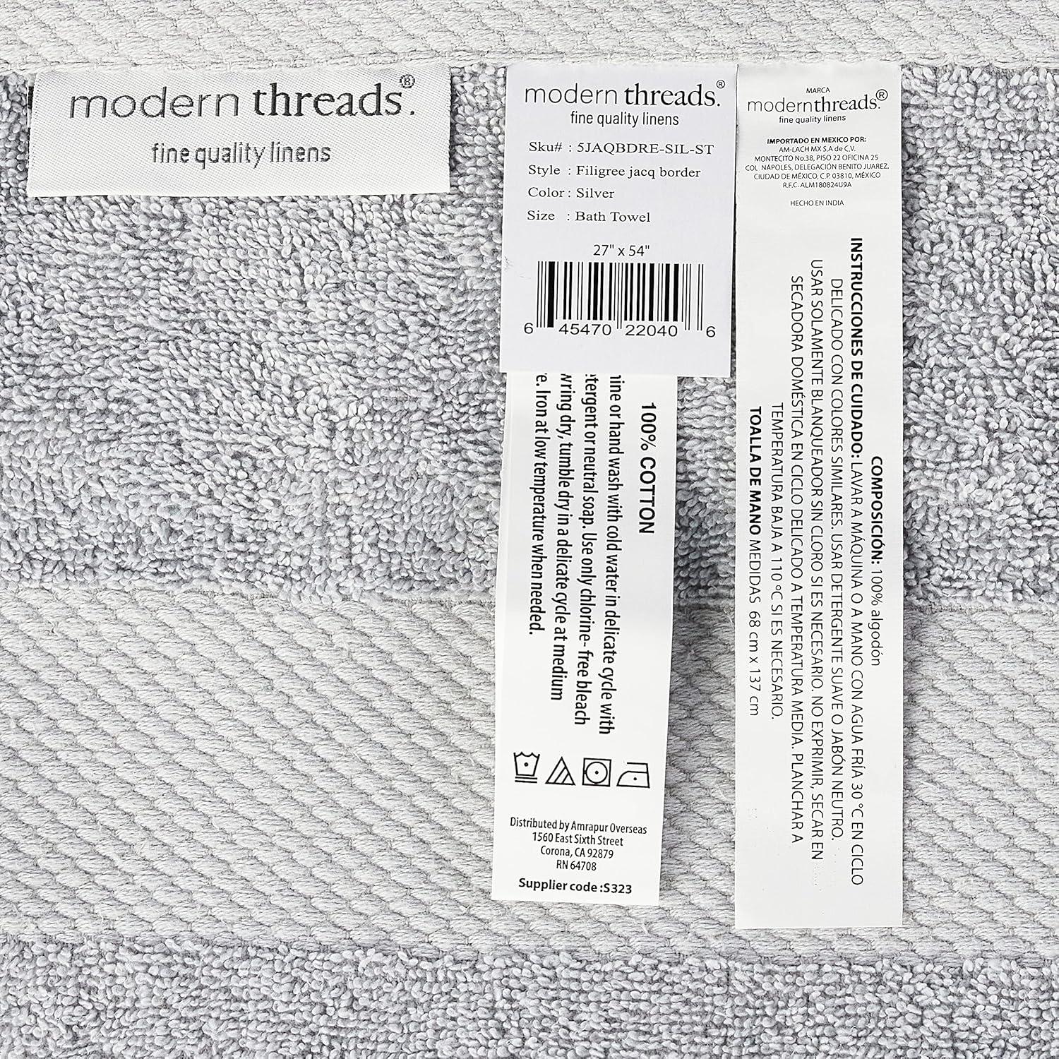 Modern Threads Modern Threads 600 GSM 6-Piece Towel Set with Filgree Jacquard Border