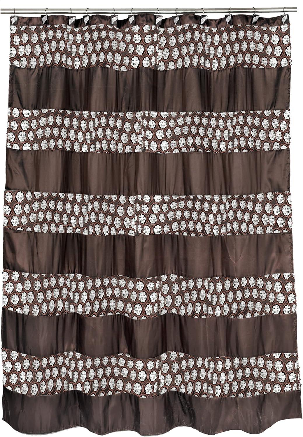 Zahari Home Sinatra Bathroom Shower Curtain Glamorous Bling Fabric Shower Curtain, 72"x70", Brown