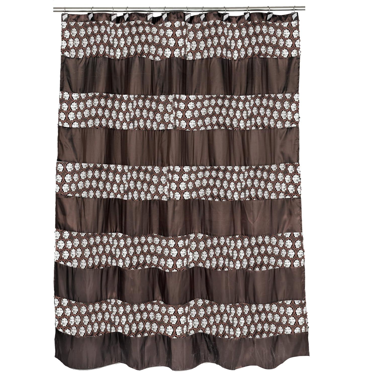 Zahari Home Sinatra Bathroom Shower Curtain Glamorous Bling Fabric Shower Curtain, 72"x70", Brown