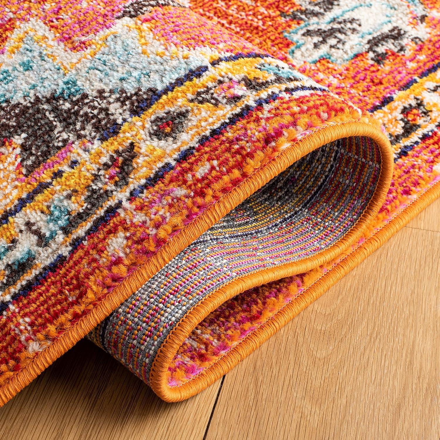 Monaco MNC243 Power Loomed Indoor Accent Rug - Orange/Light Blue - 3'x5' - Safavieh