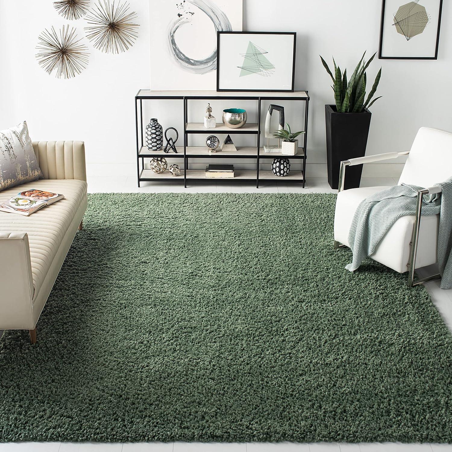 August Shag AUG200 Power Loomed Indoor Area Rug - Green - 9'x12' - Safavieh