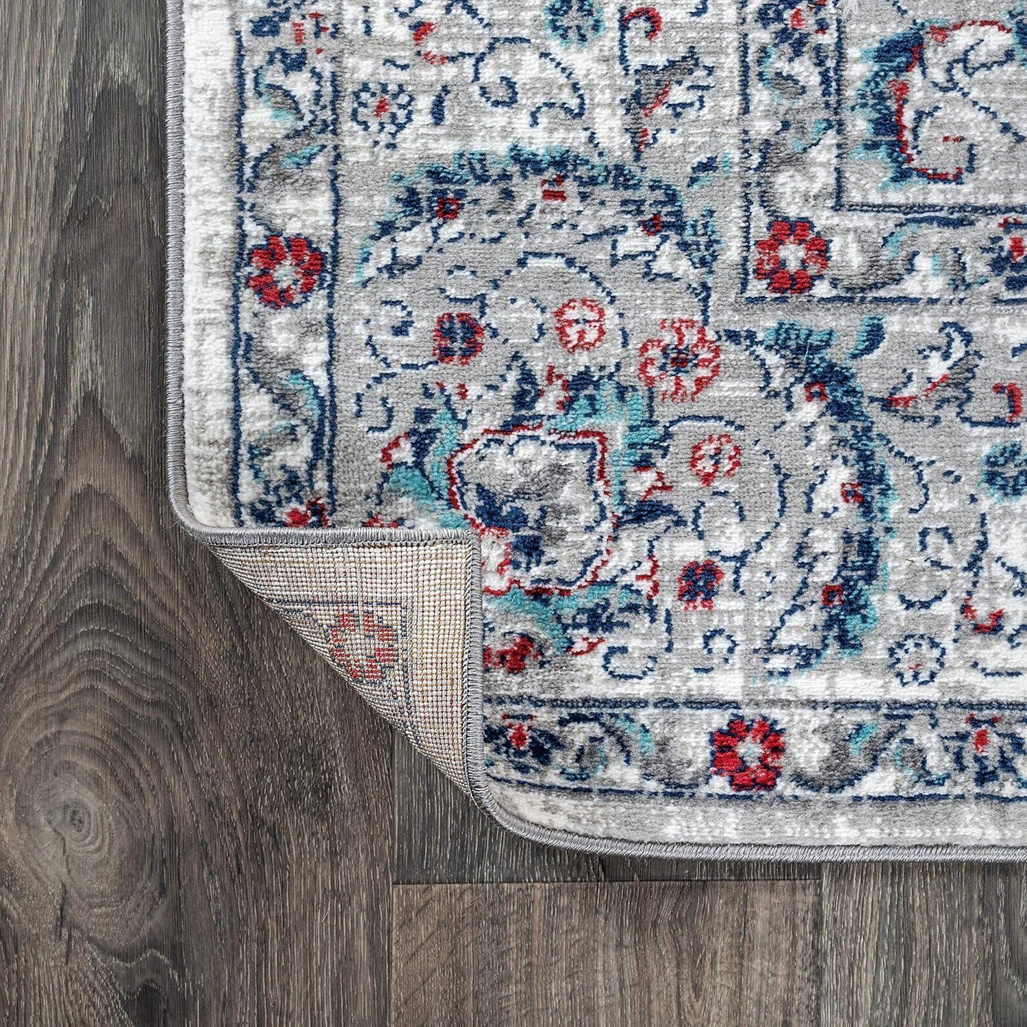 3'x5' Modern Persian Vintage Area Rug, Light Grey/Red - JONATHAN Y