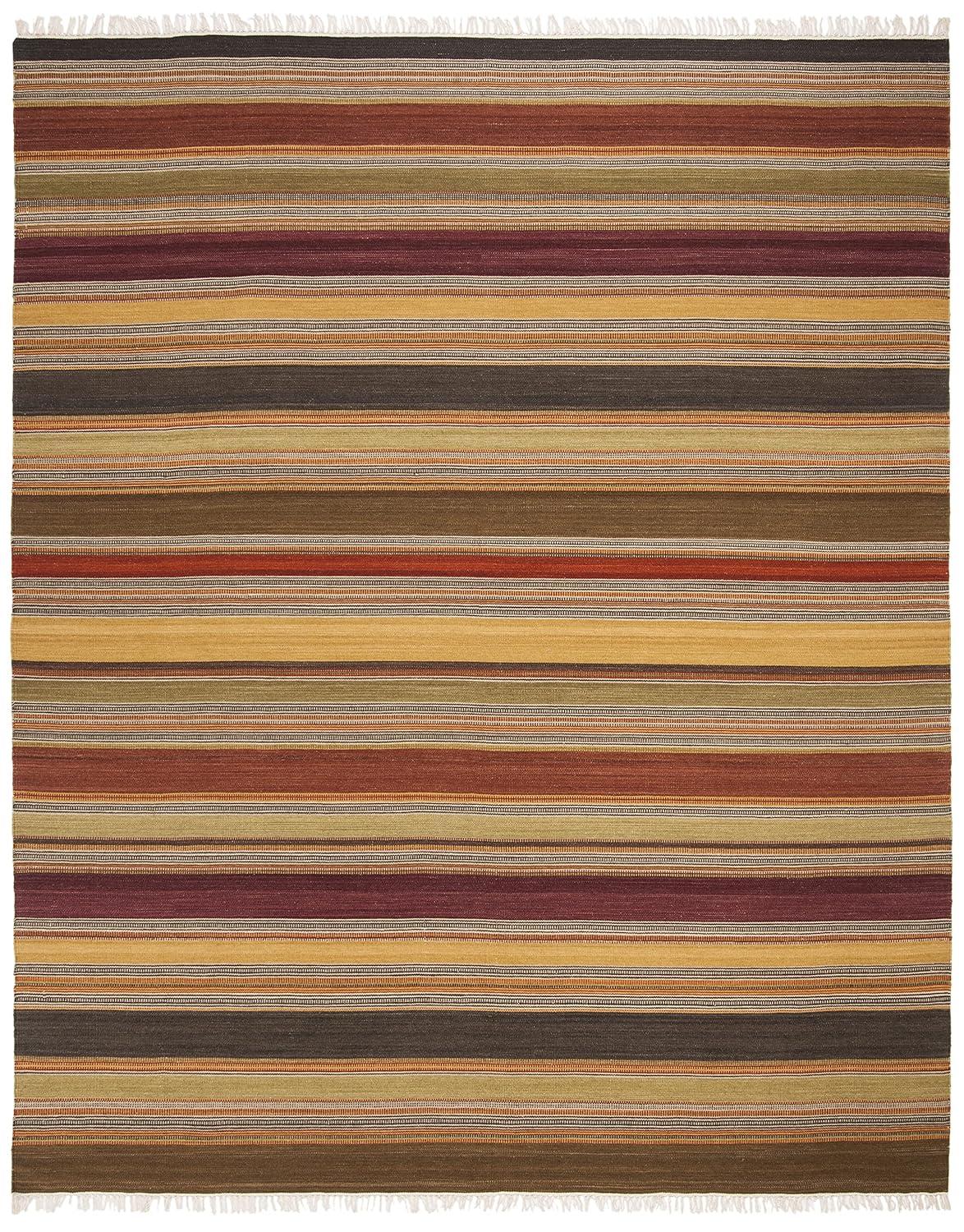 Striped Kilim STK315 Hand Woven Indoor Area Rug - Gold - 10'x14' - Safavieh