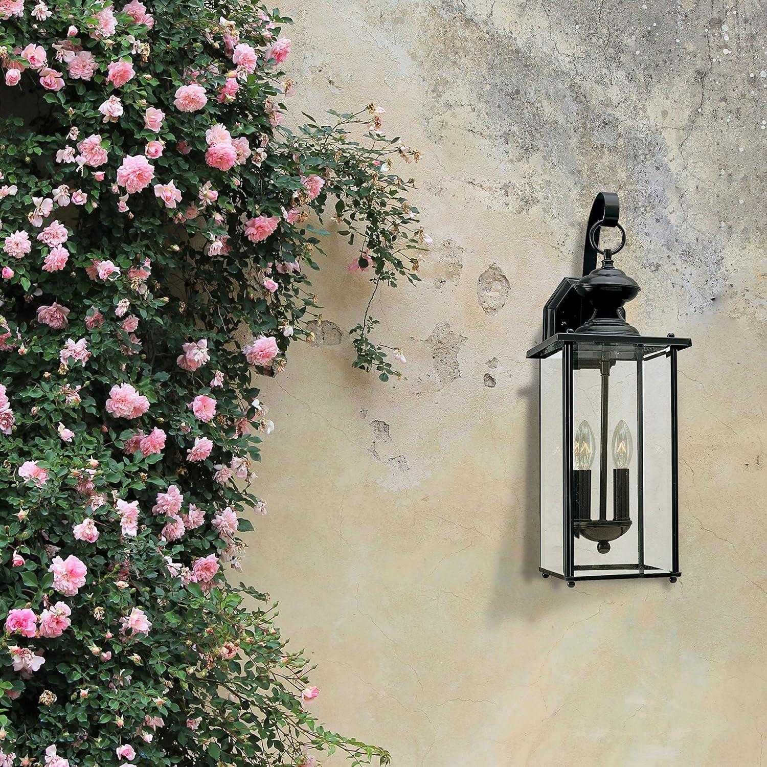 Black 20.25 Inch 2-Light Outdoor Wall Lantern with Clear Glass