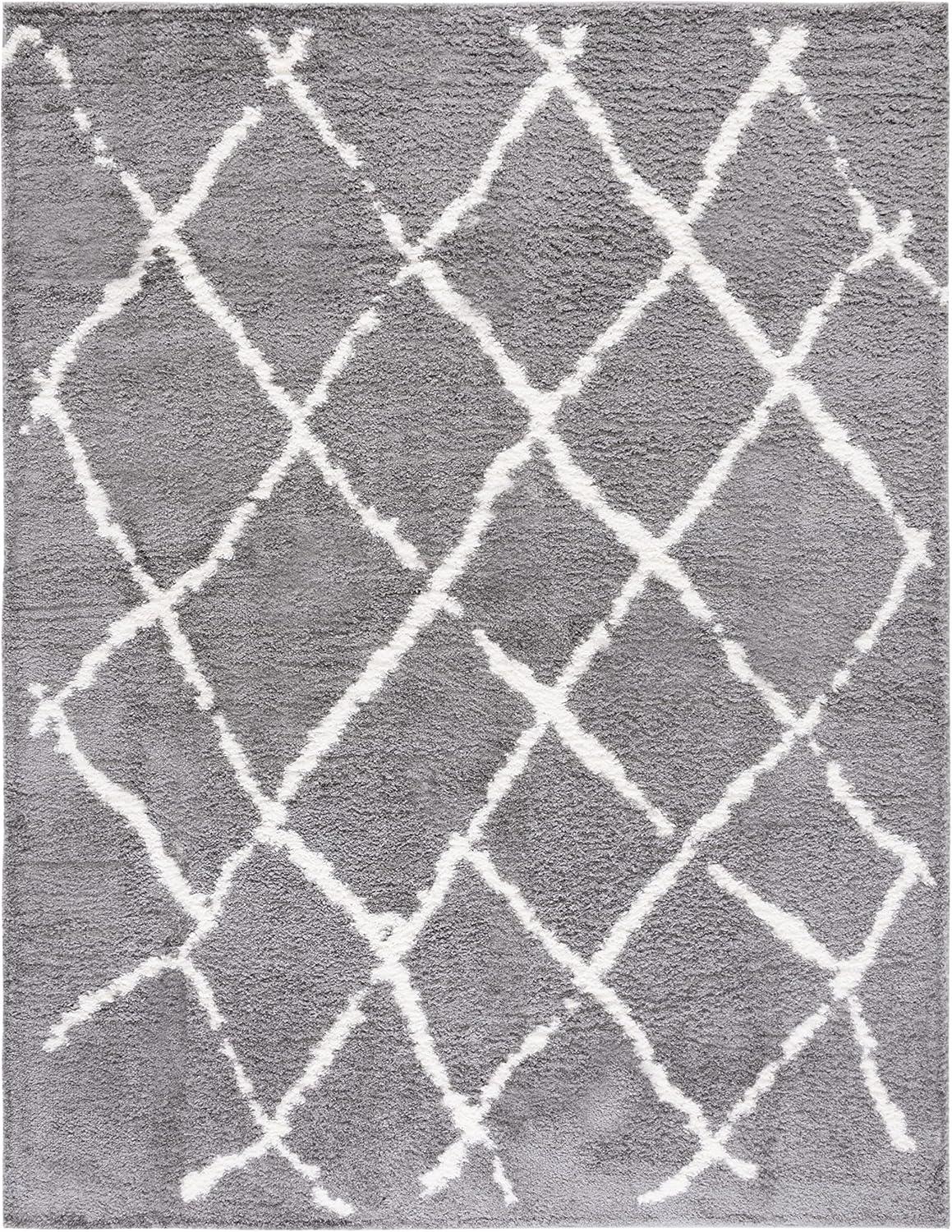 Handmade Gray Shag Easy-Care Synthetic Rug 8' x 10'