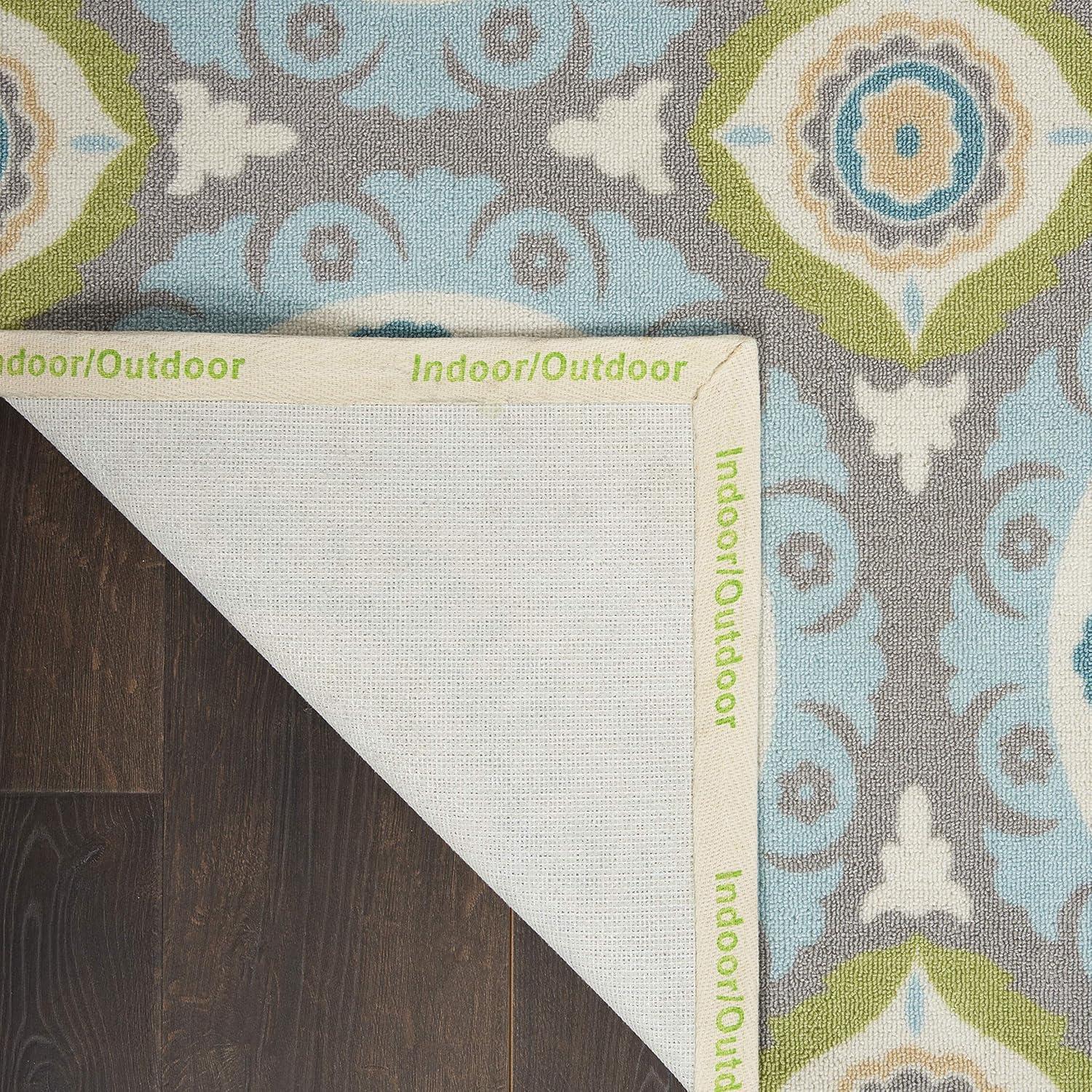 Waverly Sun & Shade "Solar Flair" Jade Indoor/Outdoor Area Rug by Nourison SND16 4'3" x 6'3"