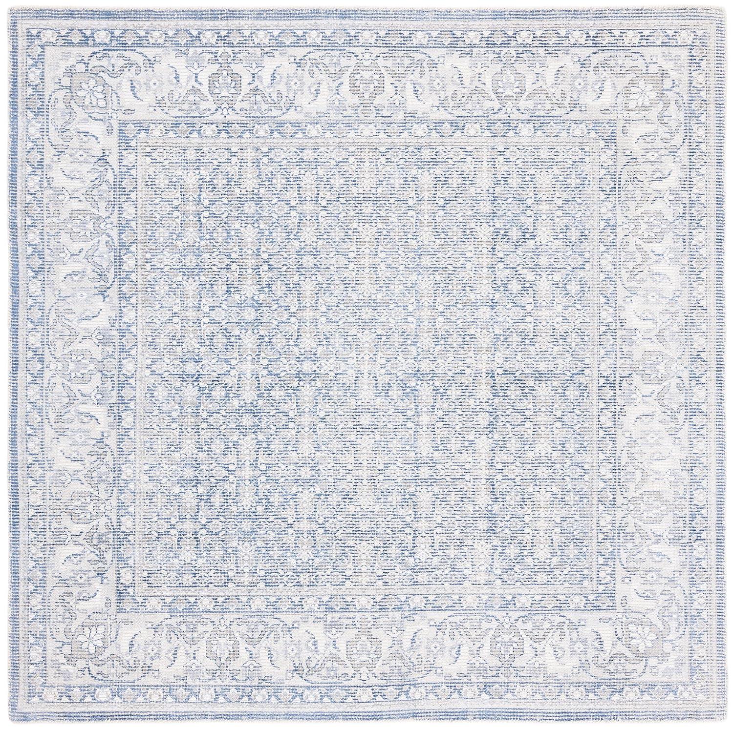 Restoration Vintage RVT706 Hand Loomed Indoor Area Rug - 6'x6' - Blue/Ivory - Safavieh