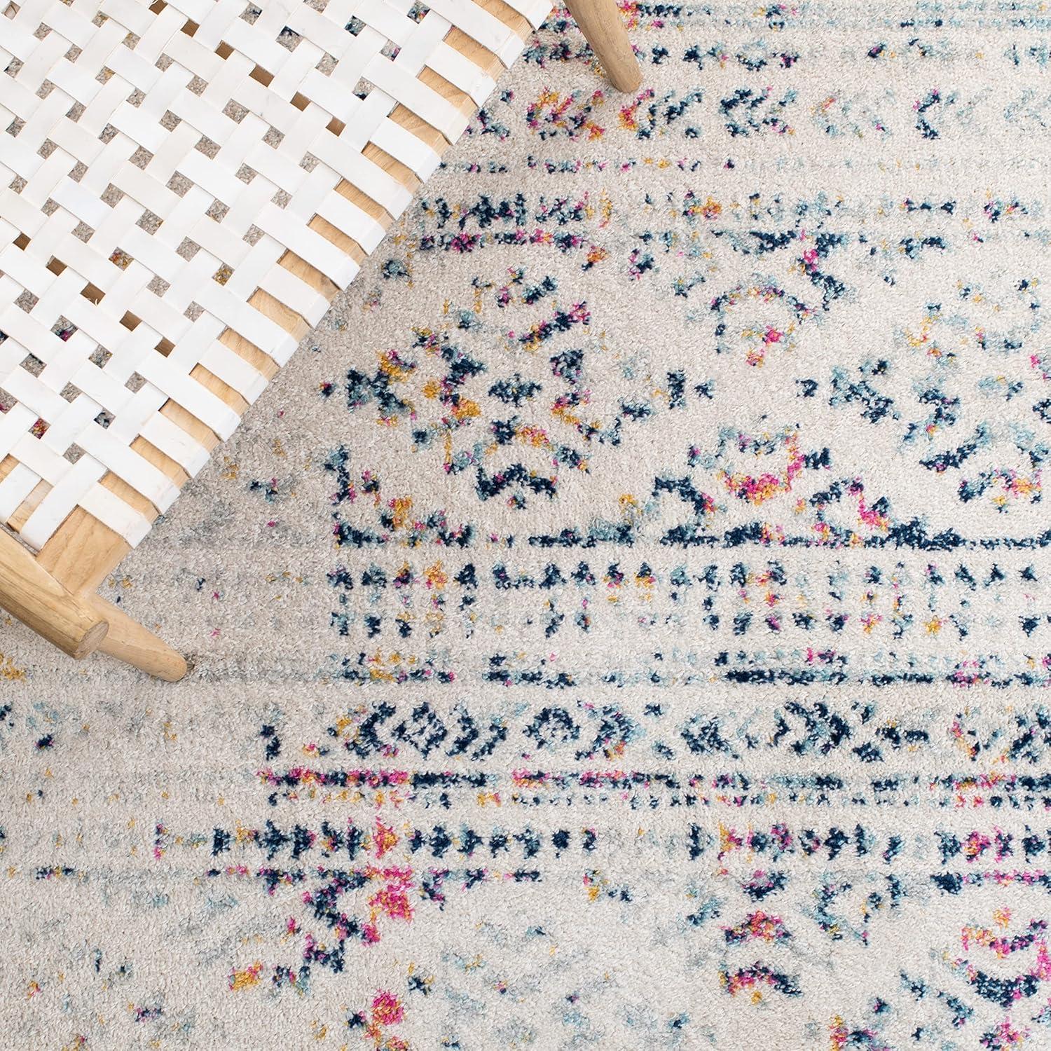Tulum TUL272 Power Loomed Indoor Area Rug - Ivory/Blue - 5'x5' - Safavieh