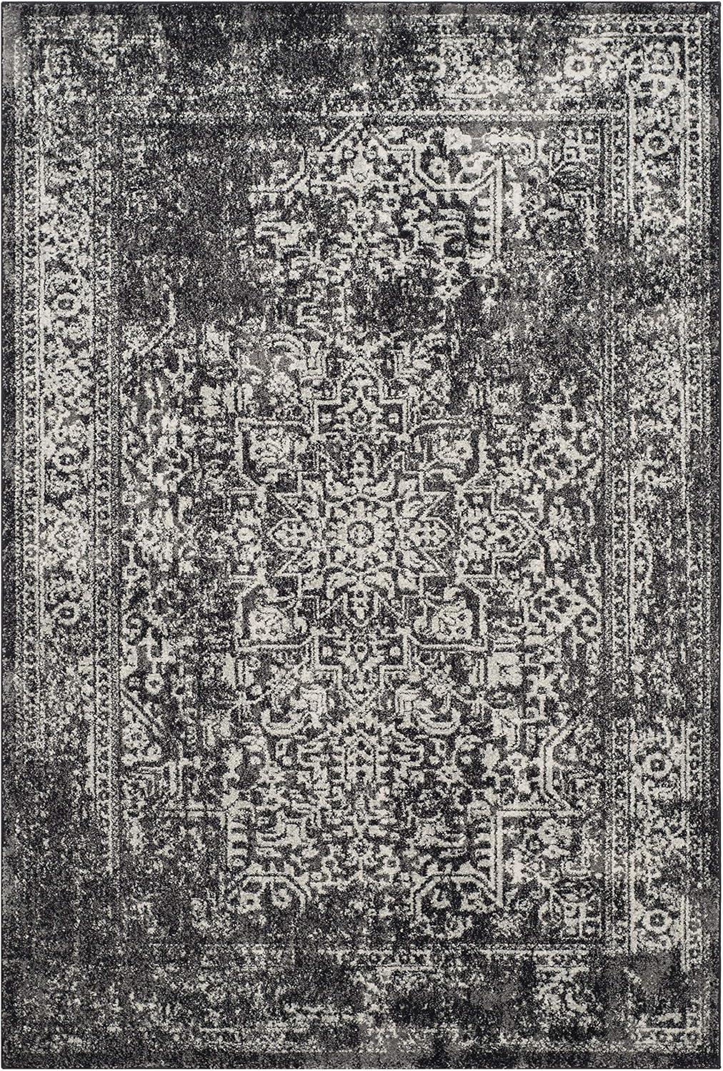 SAFAVIEH Evoke Trena Traditional Distressed Area Rug, Black/Grey, 4' x 6'