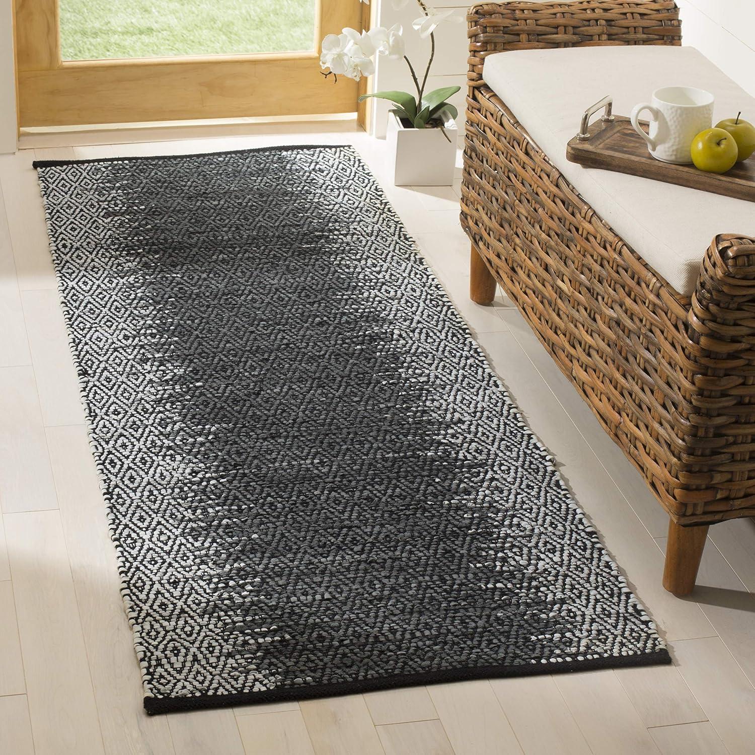 Vintage Leather VTL389 Hand Woven Indoor Accent Rug - Light Grey/Charcoal - 2'3"x4' - Safavieh.