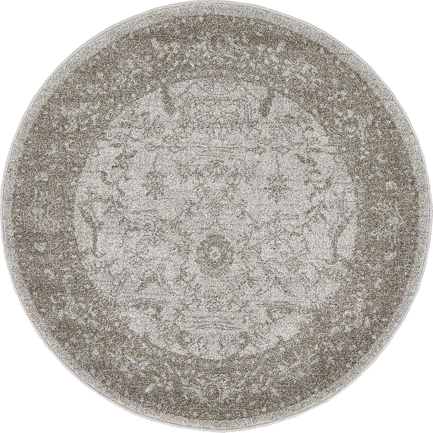 Unique Loom La Jolla Collection Area Rug - Floral (3' 3" Round Light Gray/Gray)