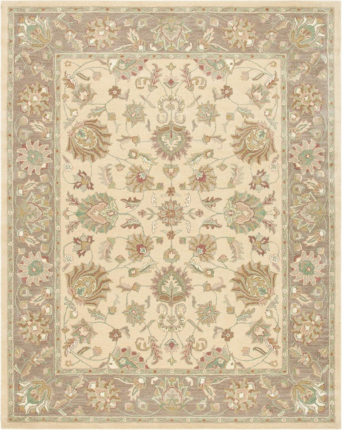 SAFAVIEH Heritage Regis Traditional Wool Area Rug, Ivory/Brown, 6' x 9'