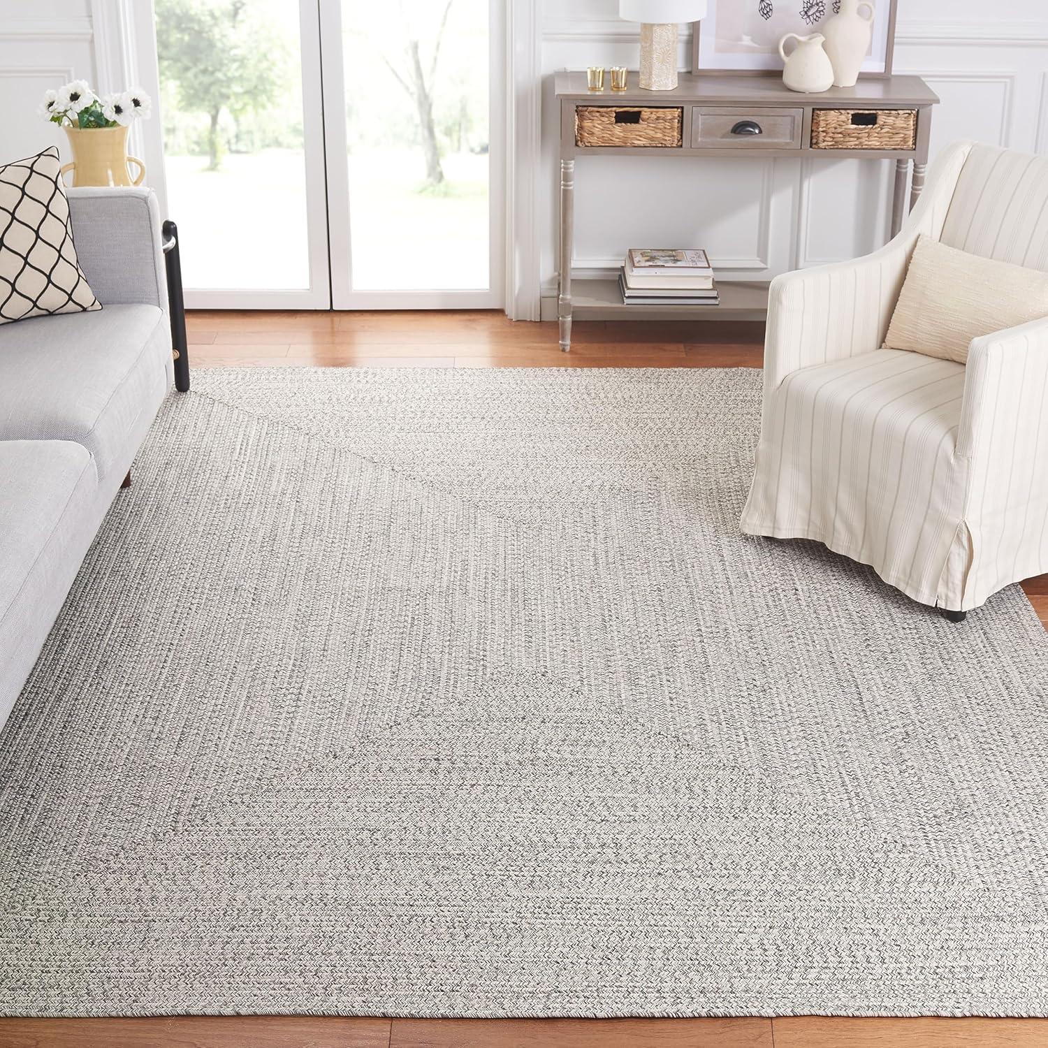 SAFAVIEH Braided Gino Distressed Machine Washable Reversible Area Rug, Grey/Ivory, 8' x 10'