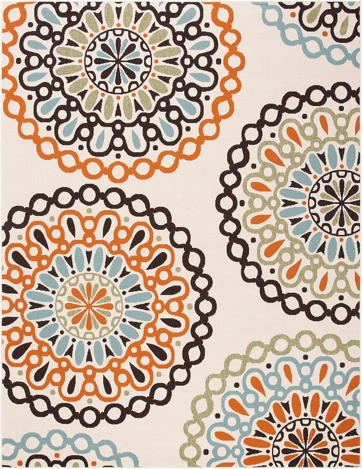 Veranda VER092 Power Loomed Indoor/Outdoor Area Rug - Cream/Terracotta - 8'x11' - Safavieh.