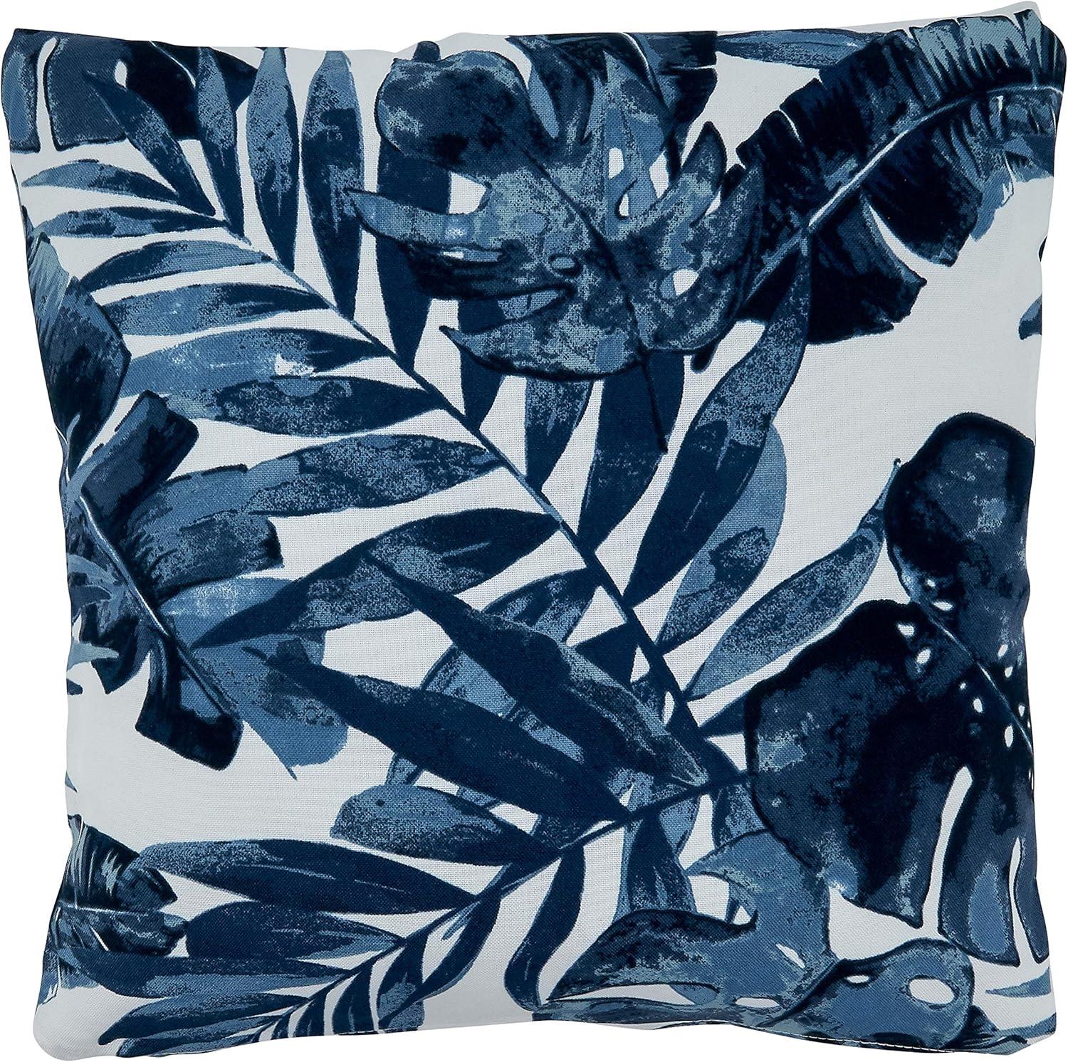 Saro Lifestyle Blue Tropical Leaf Outdoor Pillow