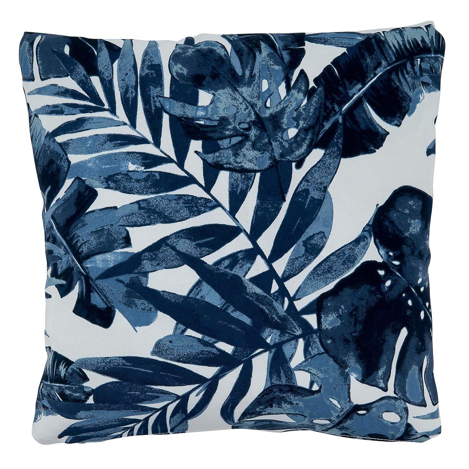 Saro Lifestyle Blue Tropical Leaf Outdoor Pillow