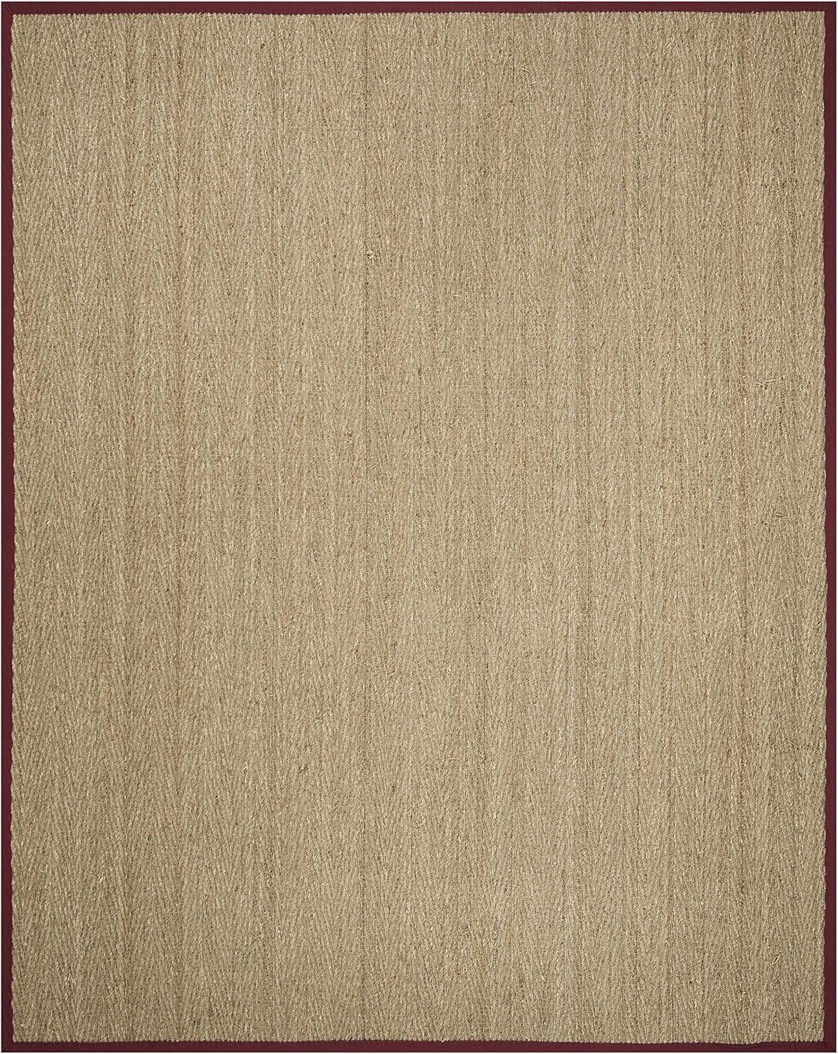 Natural and Red Herringbone Seagrass Area Rug