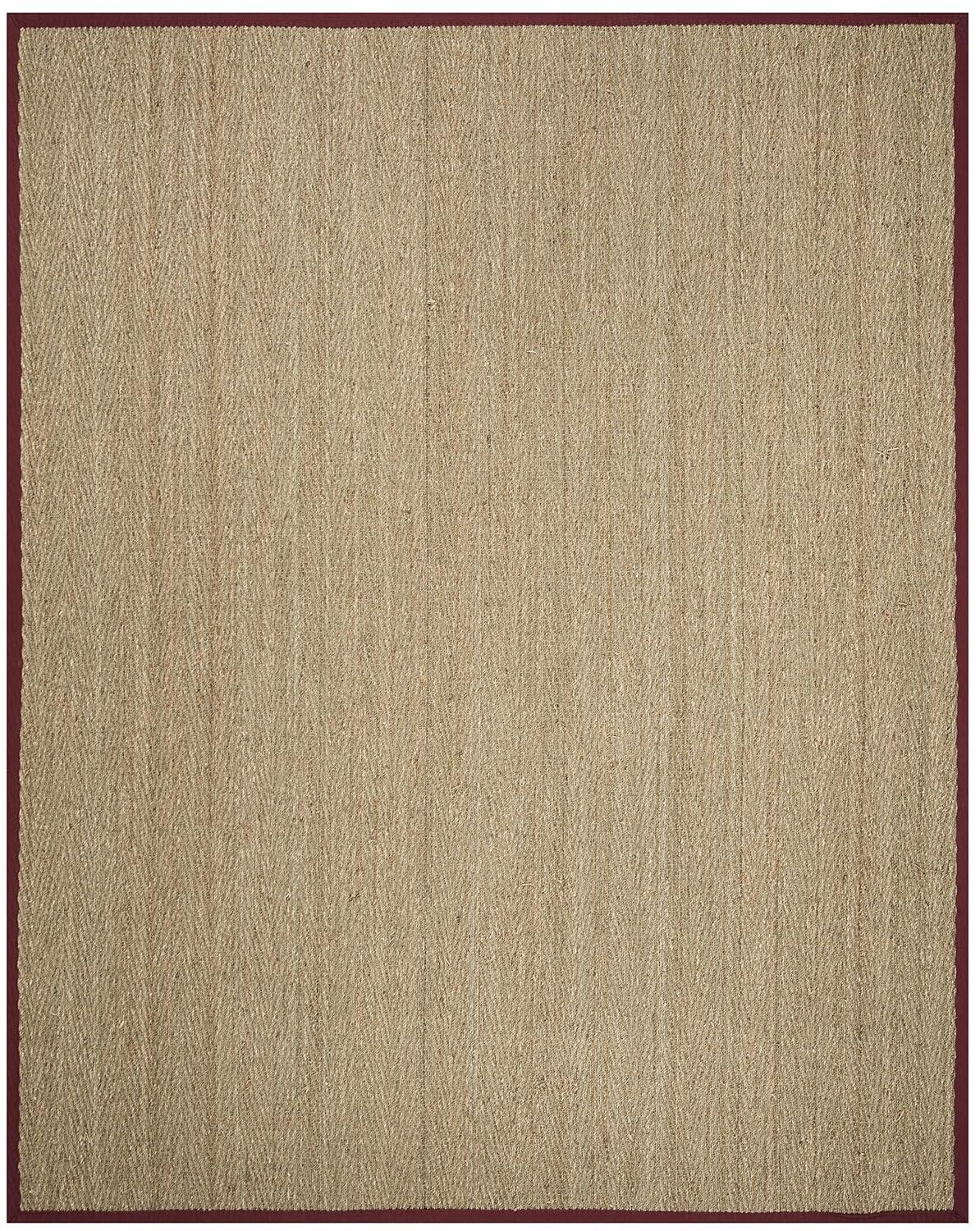 SAFAVIEH Natural Fiber Maisy Border Seagrass Area Rug, Natural/Red, 9' x 12'
