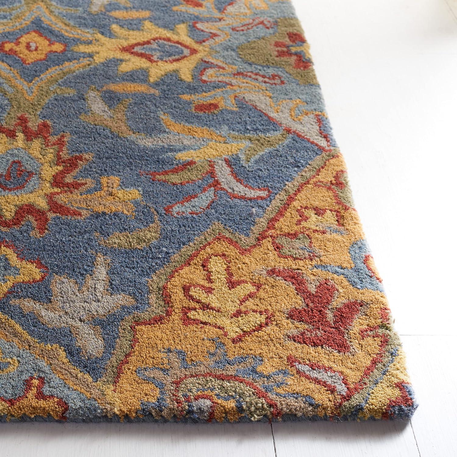 SAFAVIEH Heritage Reanna Oriental Wool Area Rug, Navy/Gold, 6' x 6' Square