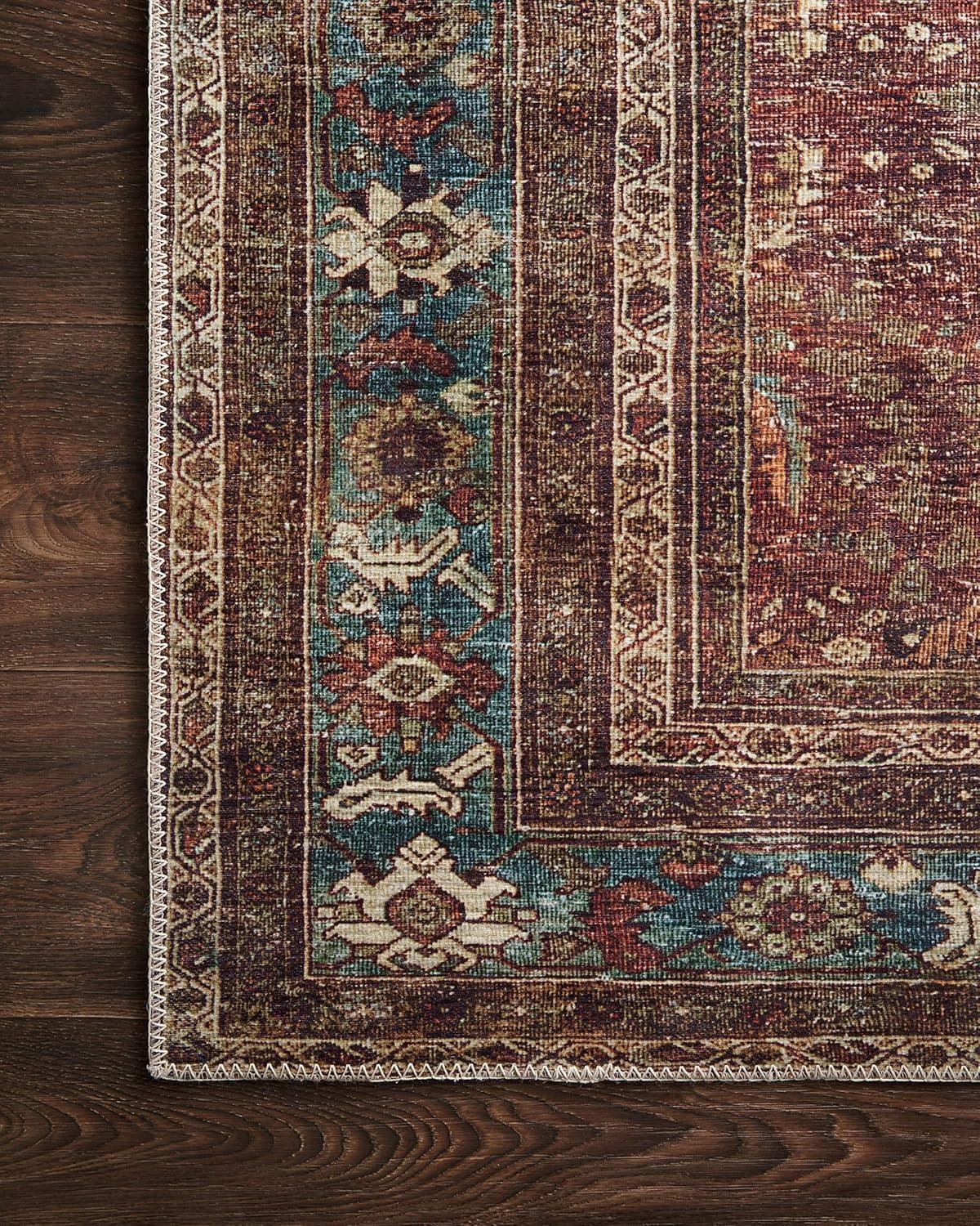 Loloi II Layla Printed Oriental Distressed Brick / Blue Area Rug