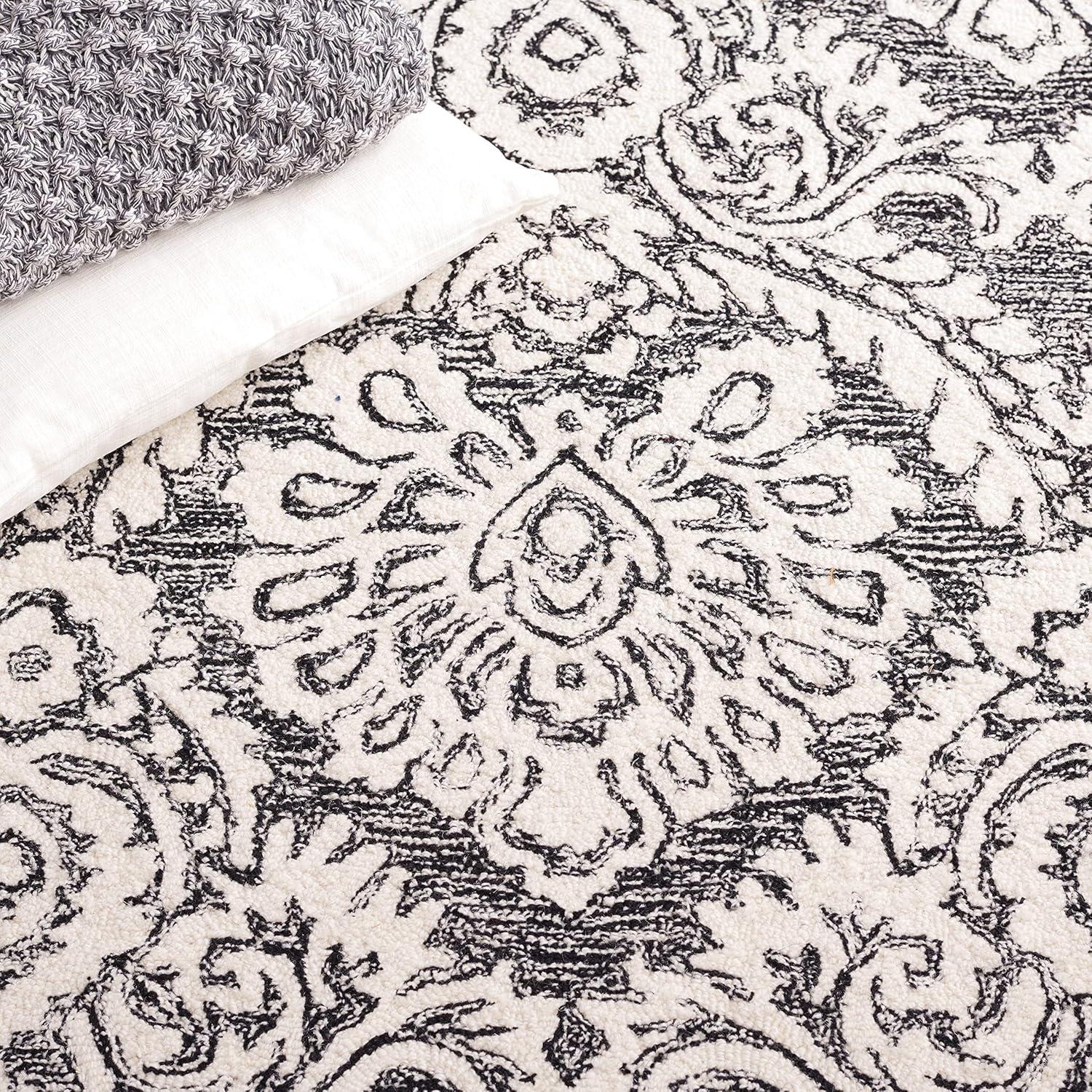 Blossom BLM106 Hand Tufted Indoor Area Rug - Navy/Ivory - 8'x10' - Safavieh