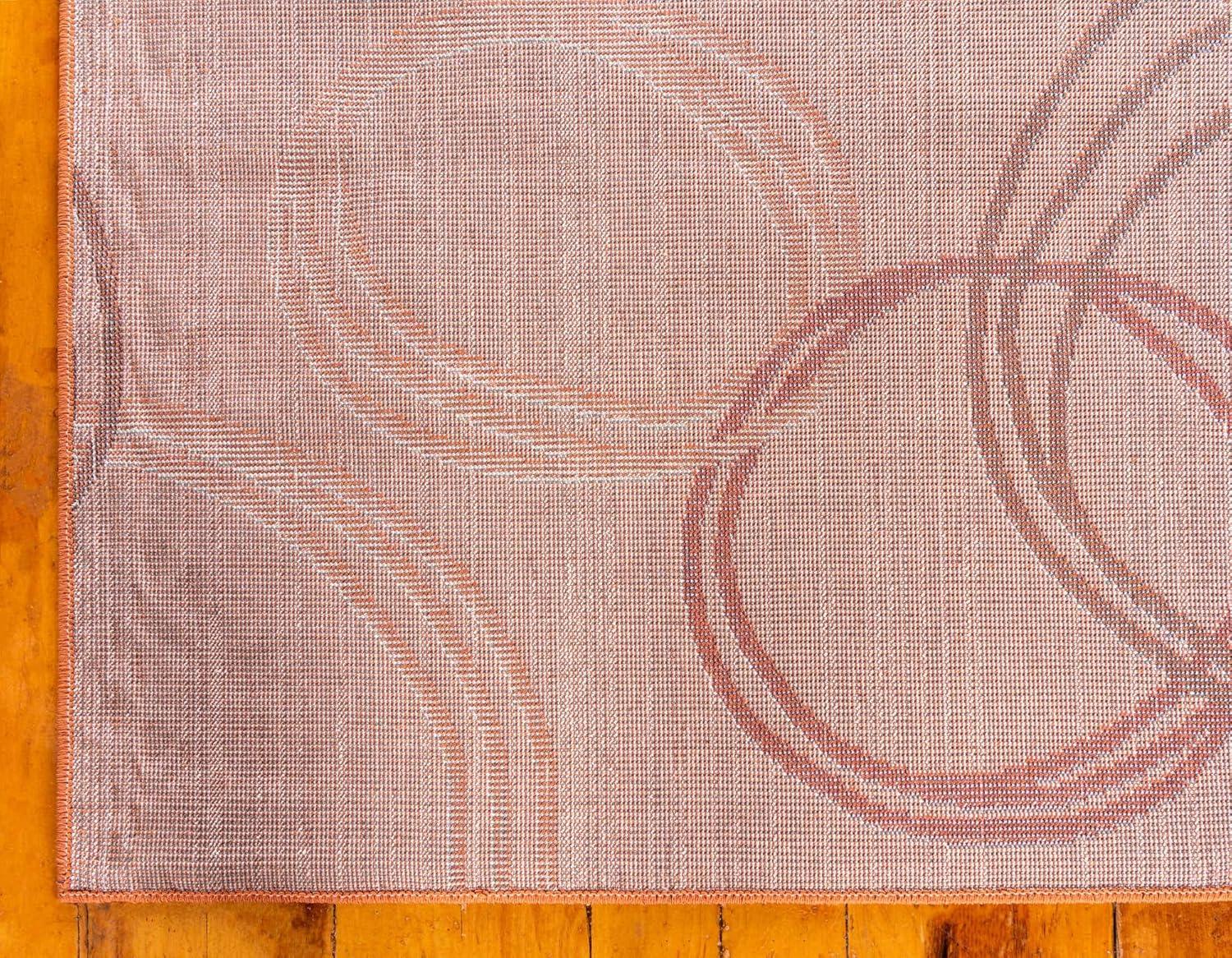 Terracotta Abstract Stain-Resistant Runner Rug