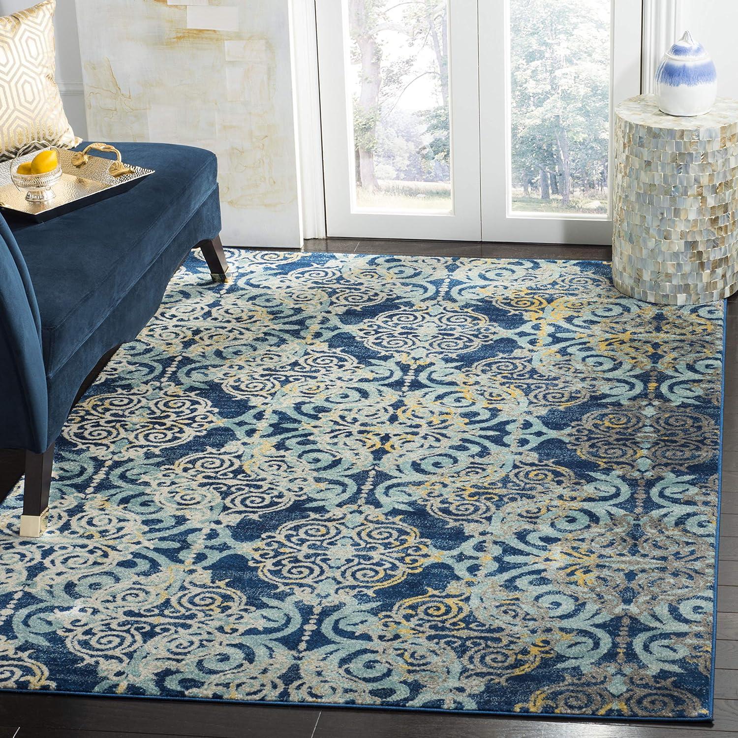 Evoke EVK230 Power Loomed Indoor Area Rug - Royal/Light Blue - 8'x10' - Safavieh