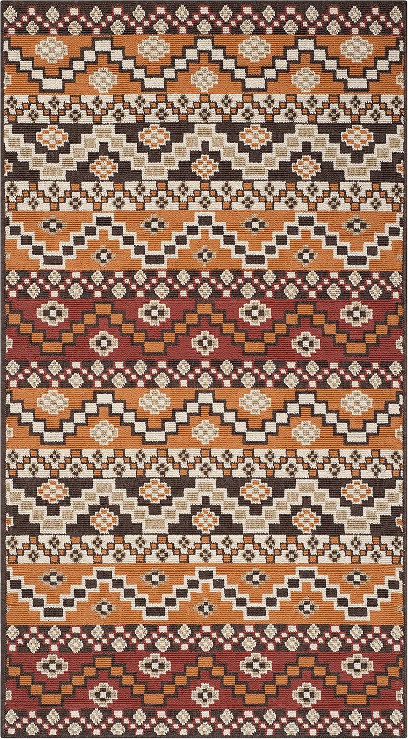 Veranda VER095 Power Loomed Indoor and Outdoor Accent Rug - Red/Chocolate - 2'7"x5' - Safavieh.