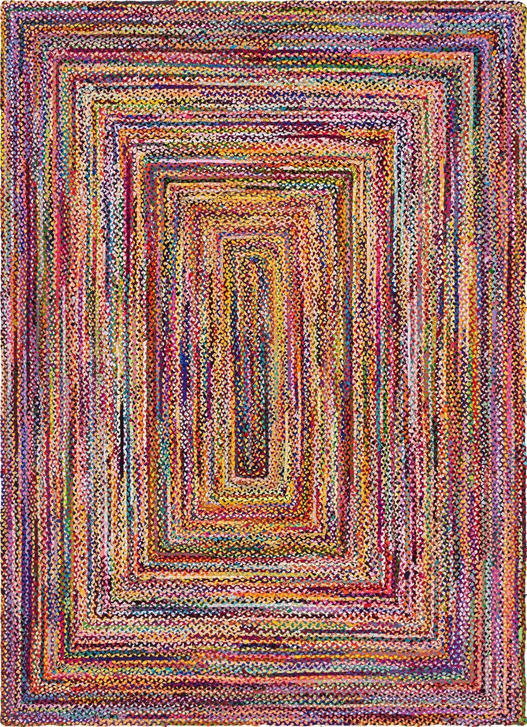Unique Loom Braided Chindi Collection Area Rug - Layer (10'  x 14' 1" Rectangle Multi/Blue)
