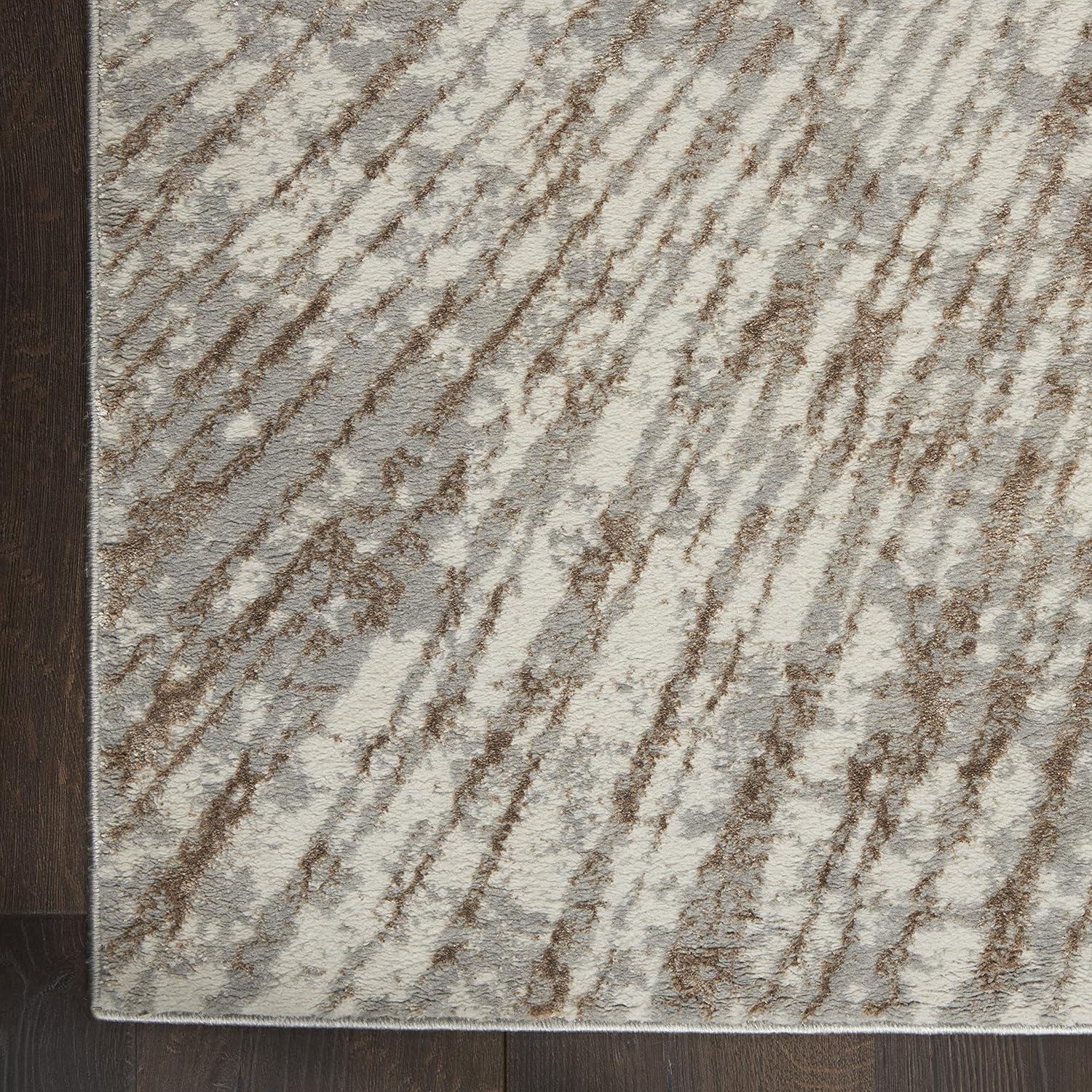 Nourison Glow 5'3" x 7'3" Grey Mocha Glam Indoor Rug