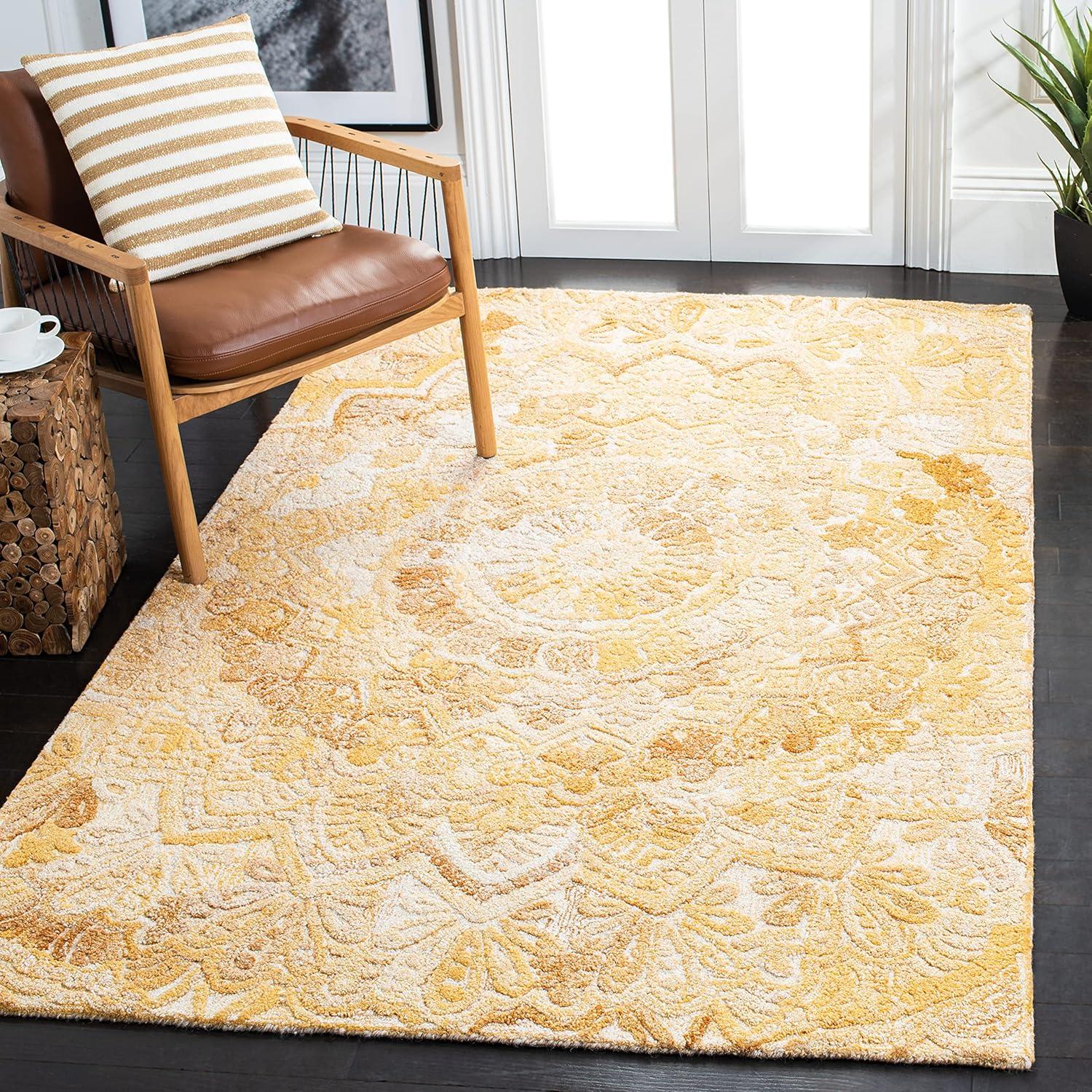 Marquee MRQ110 Hand Tufted Indoor Accent Rug - Yellow/Ivory - 3'x5' - Safavieh