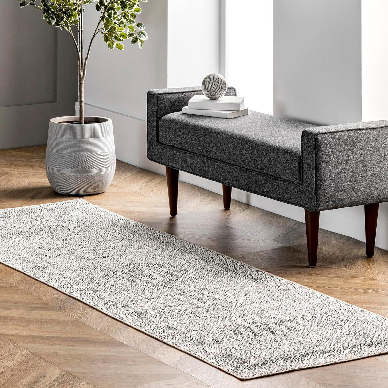 Nuloom Hart Abstract Pet Friendly Machine Washable Area Rug, Runner 2' 6" x 12', Grey