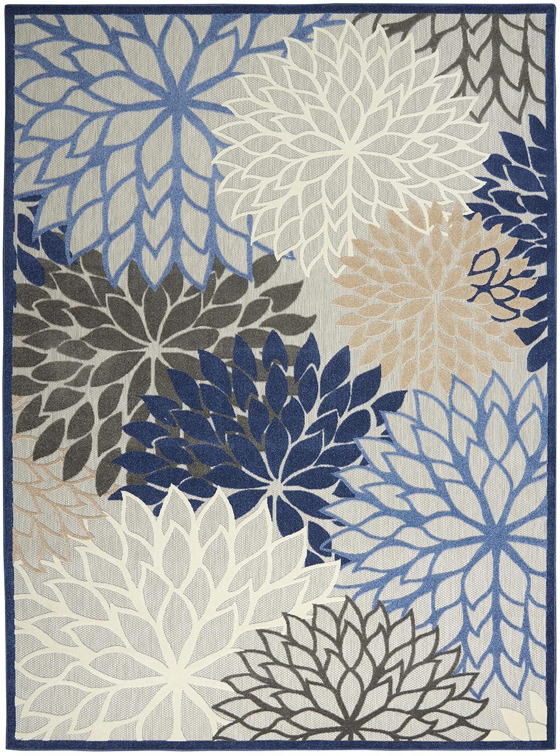 Nourison Aloha Floral 12' x 15' Blue Multicolor Tropical Indoor/Outdoor Area Rug