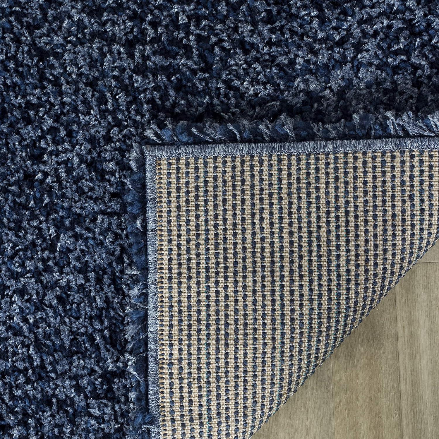 SAFAVIEH California Solid Plush Shag Area Rug, Navy, 8' x 8' Square