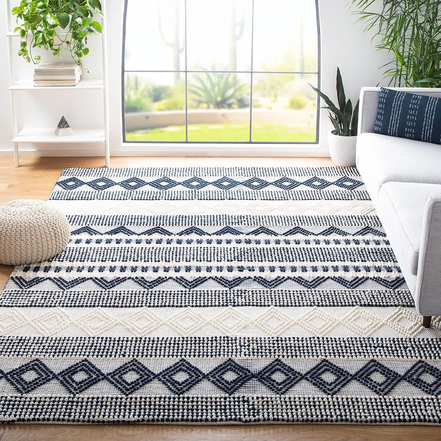 SAFAVIEH Natura Carly Geometric Braided Wool Area Rug, Grey/Ivory, 2' x 3'