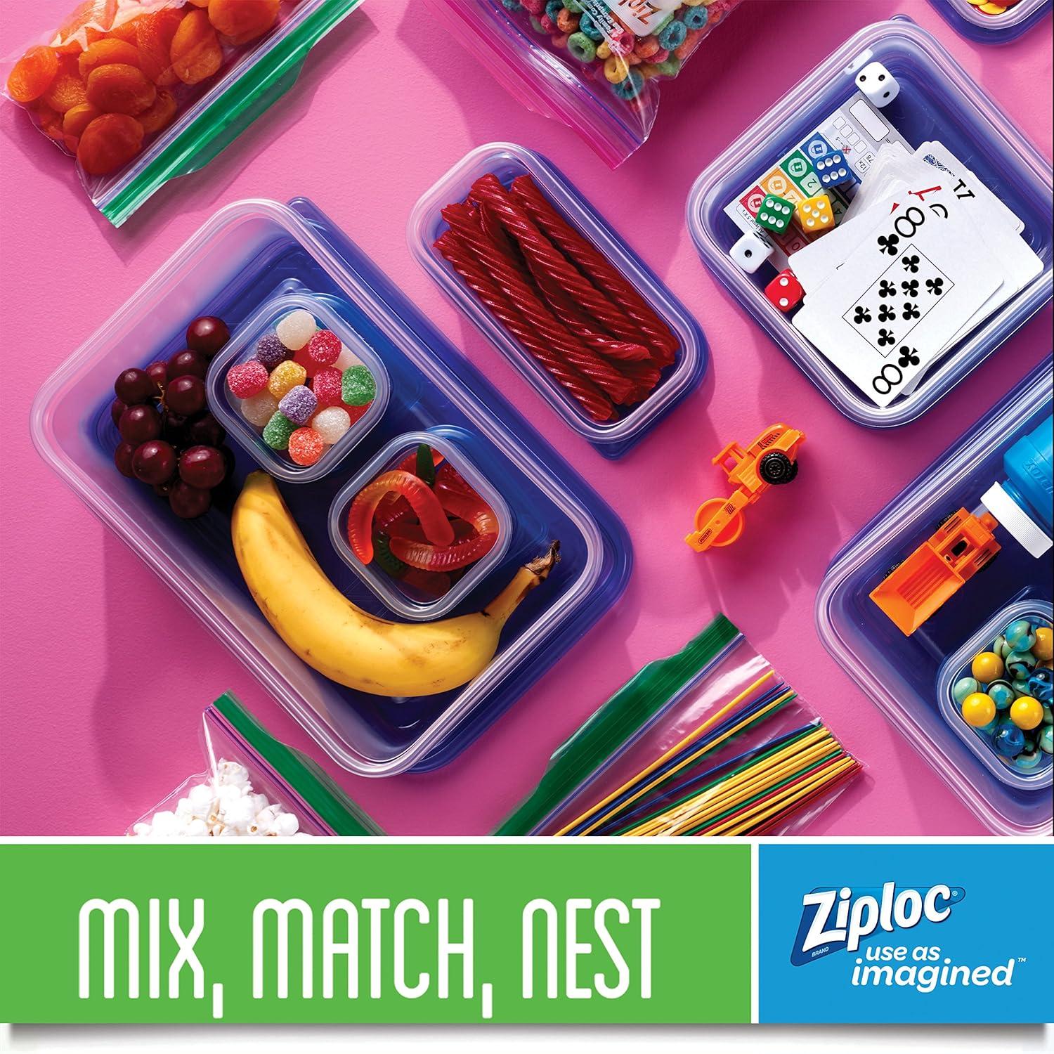 Ziploc® Brand, Food Storage Containers with Lids, Smart Snap Technology, Large Rectangle, 2 ct