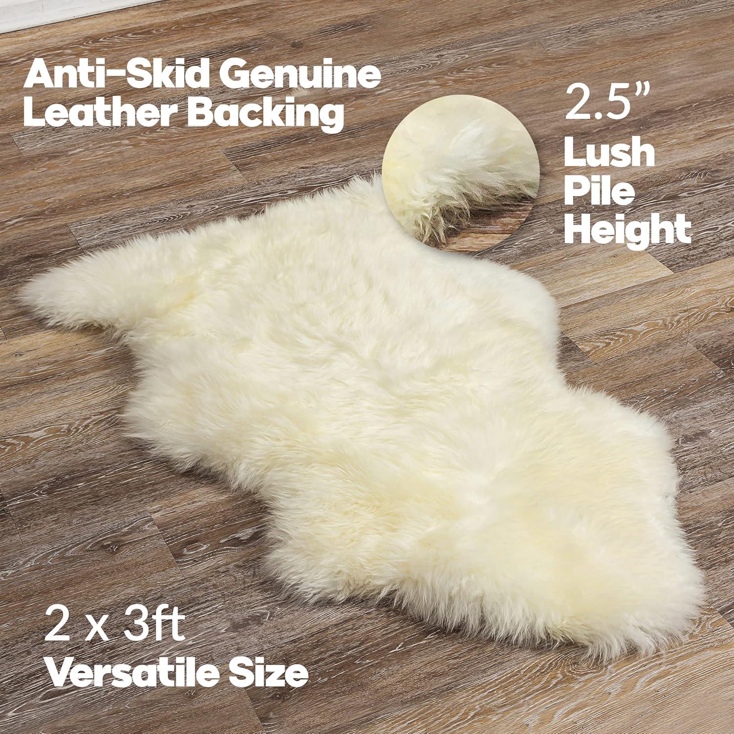 Milan Sheepskin Rug 2x3 Natural faux Cozy Softness Single Piece