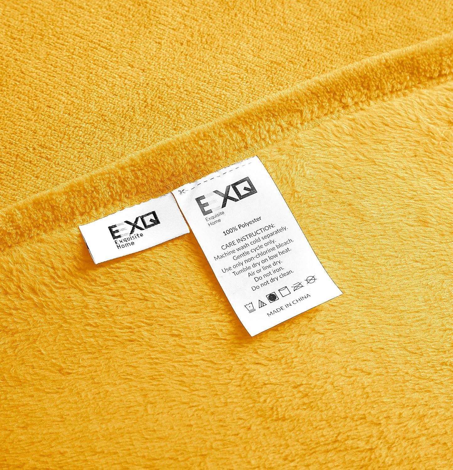 Queen Size Yellow Fleece Throw Blanket for Couch or Bed