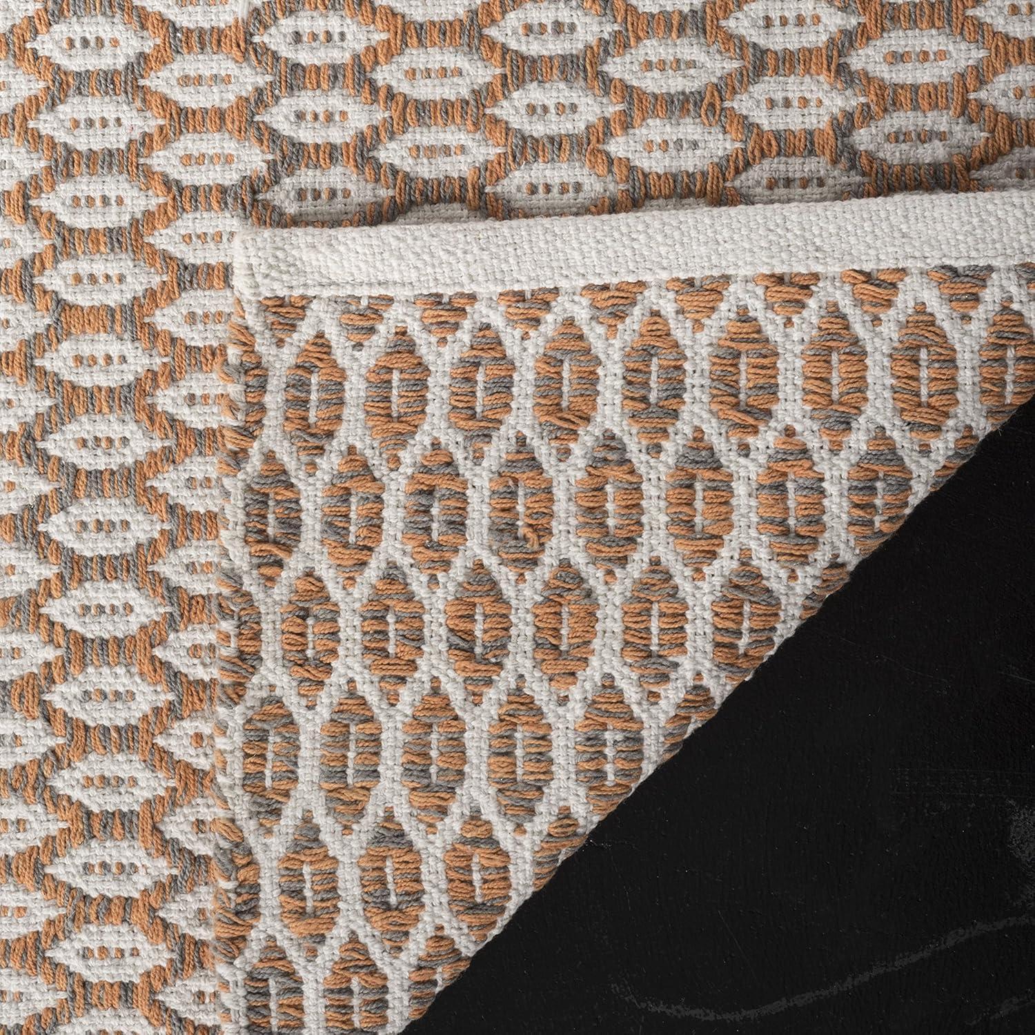 SAFAVIEH Montauk Crystal Geometric Cotton Area Rug, Orange/Ivory, 8' x 10'