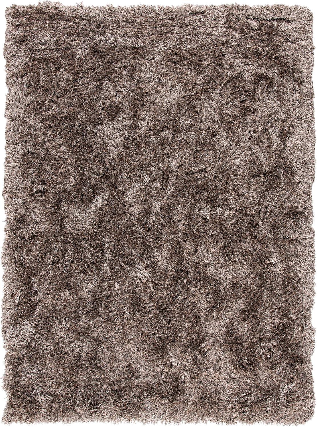 SAFAVIEH Paris Darwin Plush Polyester Shag Area Rug, Sable, 5' x 7'