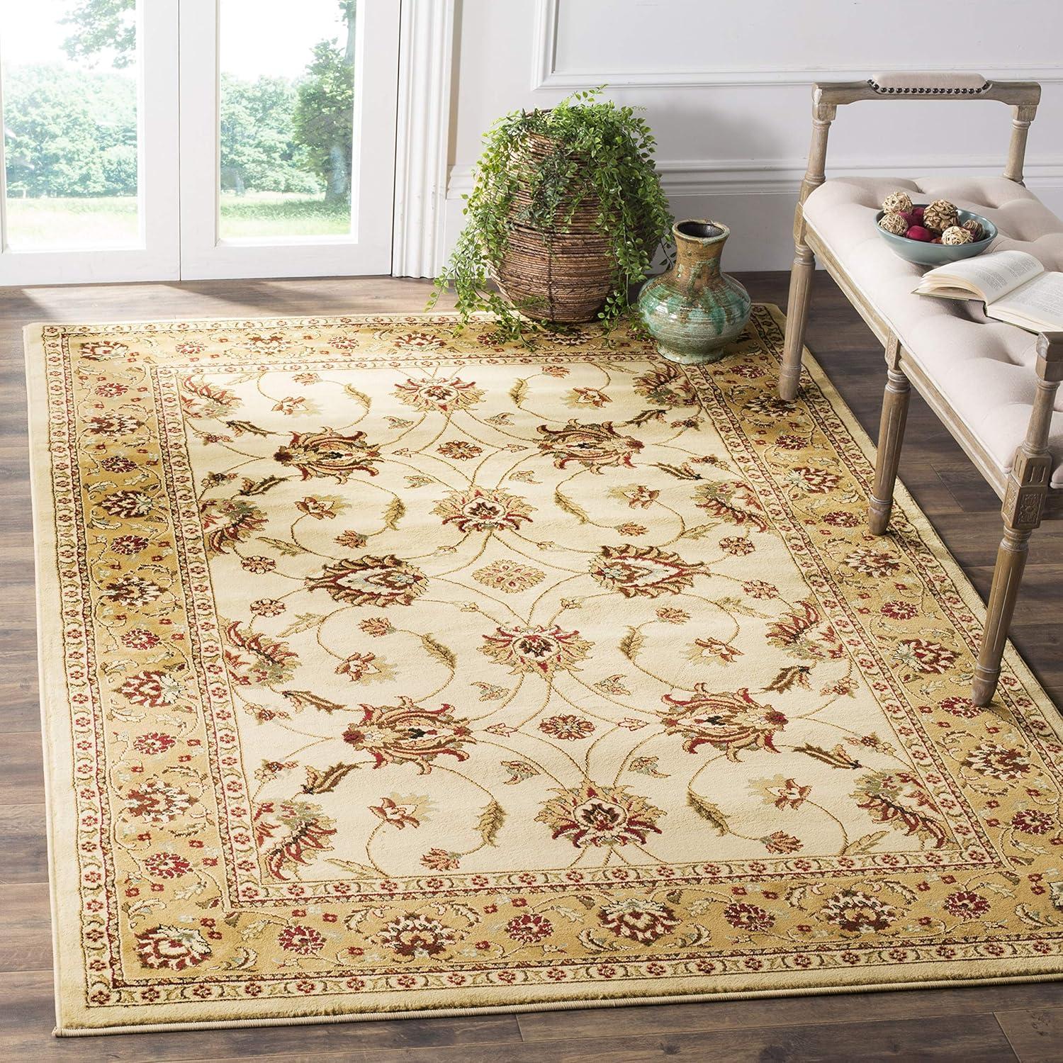 Lyndhurst LNH553 Power Loomed Area Rug - Ivory/Beige - 8'9"x12' - Safavieh