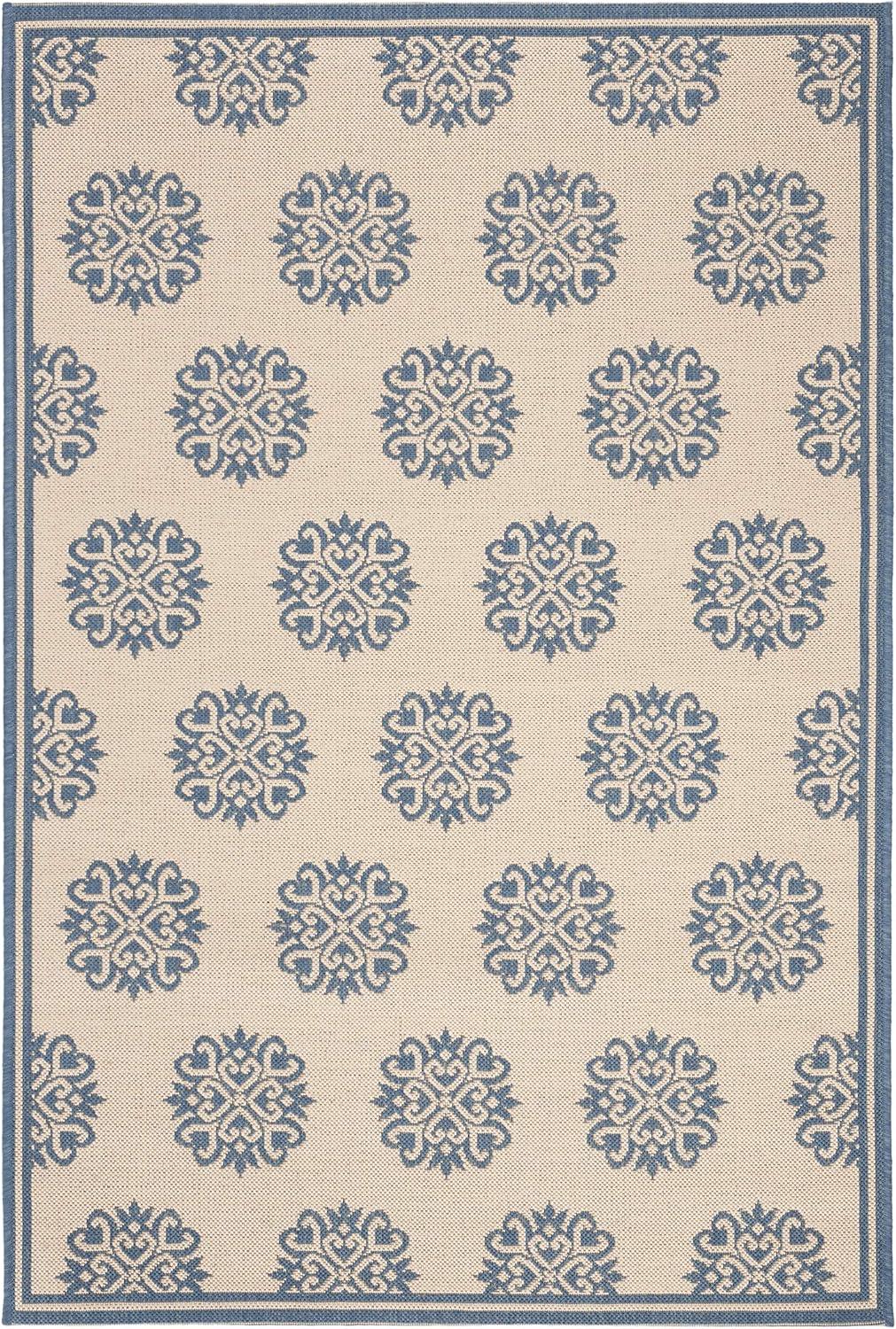 SAFAVIEH Beach House Regent Geometric Indoor/Outdoor Area Rug, Blue/Creme, 2'2" x 4'